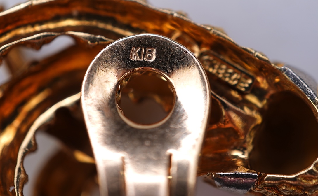 A pair of gold ear clips, Greece